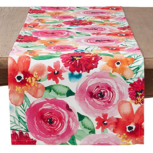 SARO LIFESTYLE 3233.M1672B Sara B Collection Santa Monica Floral Table Runner, 16" x 72", Multi von SARO LIFESTYLE