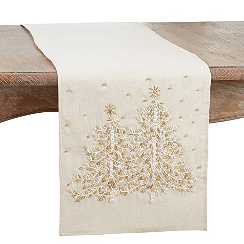 SARO LIFESTYLE 4126.N1472B L'hiver Collection Tischläufer mit Weihnachtsbaum-Motiv, Bestickt, 80% Polyester, 20% Leinen, Natur SARO LIFESTYLE 4126.N1472B L'hiver Collection Tischläufer mit Weihnachtsbaum-Motiv, Bestickt, 80% Polyester, 20% Leinen, Natur von SARO LIFESTYLE