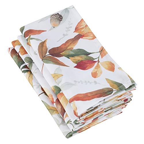 SARO LIFESTYLE 5050.M20S Feuilles Collection Fall Leaf Design Dinner Table Napkins (Set of 4), 20", Multi von SARO LIFESTYLE