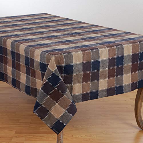 SARO LIFESTYLE 8571.BR70104B Harvest Plaid Collection Tischdecke aus Baumwoll-Mischgewebe mit gestepptem Karomuster, braun von SARO LIFESTYLE