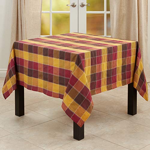 SARO LIFESTYLE 8571.M70S Harvest Plaid Collection Tischdecke aus Baumwoll-Mischgewebe mit gestepptem Karomuster, 55, 45% Polyester, Mehrfarbig von SARO LIFESTYLE