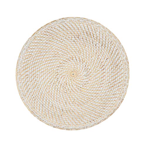 SARO LIFESTYLE 5091.W15R Avignon Collection Platzsets aus gewebtem Rattan, 4 Stück, 100, Weiss/opulenter Garten von SARO LIFESTYLE