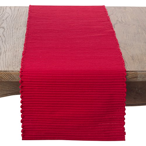 SARO LIFESTYLE Classic Ribbed Texture Design Tischläufer aus Baumwolle, 100% gewebte, rot, 13" x 72" von SARO LIFESTYLE