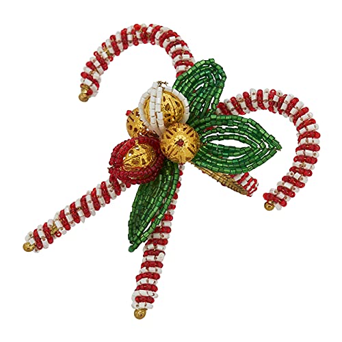 SARO LIFESTYLE Collection NR320.RW Serviettenringe Candy Cane 4 Stück, 3,8 cm, Rot/Weiß von SARO LIFESTYLE