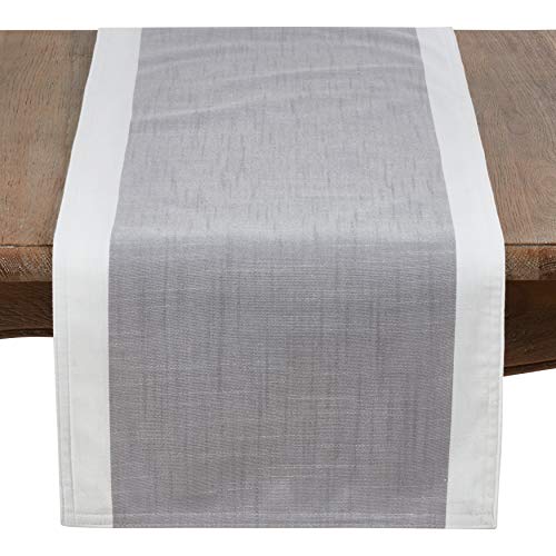 SARO LIFESTYLE 712.GY1654B Kema Collection Tischläufer aus Polyester mit gebändertem Rand, GRAU von SARO LIFESTYLE