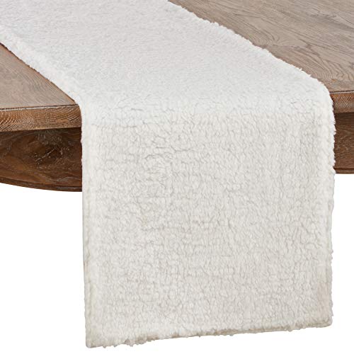 SARO LIFESTYLE Sherpa-Design Tischläufer 16x90 cm Weiß Polyester Einfarbig von SARO LIFESTYLE