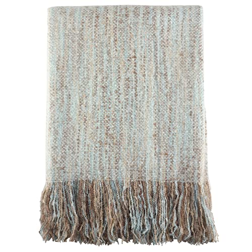 SARO LIFESTYLE TH125.A5060 Überwurfdecke, Mohair-Kunsthaar, mit Fransen, 127 x 152,4 cm, Aqua von SARO LIFESTYLE