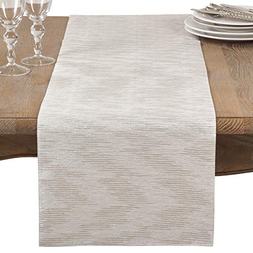 SARO LIFESTYLE Woven Metallic Fused Design Tischläufer, Silber, 14" x 72" von SARO LIFESTYLE