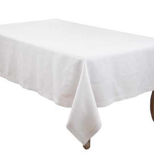SARO Lifestyle Pure Linen Tischdecke, 150 x 305 cm, Weiß von SARO LIFESTYLE
