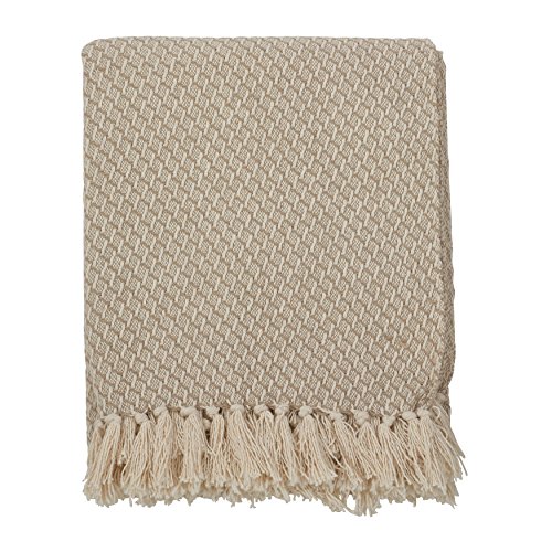 Saunders-Roe Lifestyle Baumwolle Überwurf Decke, Natur, 127 x 152,4 cm von SARO LIFESTYLE