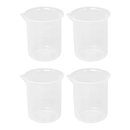 SAROAD Kitchen Lab Messbecher aus transparentem Kunststoff, mit Kappe, Messbecher, 200 ml, 4 Stück von SAROAD