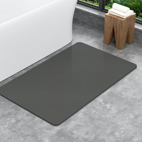 SARTNP Badematte Rutschfester Absorbierender Badezimmerteppich, Schnelltrocknende Badematte, Badvorleger rutschfest Waschbar (Dunkelgrau(Rechteckig), 40 x 60 cm (Rechteckig)) von SARTNP