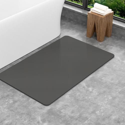 Badematte Rutschfester Super Absorbierende Badezimmerteppich: dünn 40 x 60 cm Waschbar schnelltrocknende Badvorleger Duschvorleger für Dusche, Badewannen und Badezimmer (Dunkelgrau, 50 x 80 cm) von SARTNP