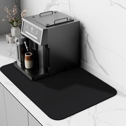 Kaffeemaschine Abtropfmatte,Schnelltrocknend Trockenmatte Abtropfmatte Geschirr,Spülmatte Super Saugfähige Abtropfmatte für Küche,Kaffeemaschine Matte Unterlage (Schwarz, 40 x 60 cm) von SARTNP