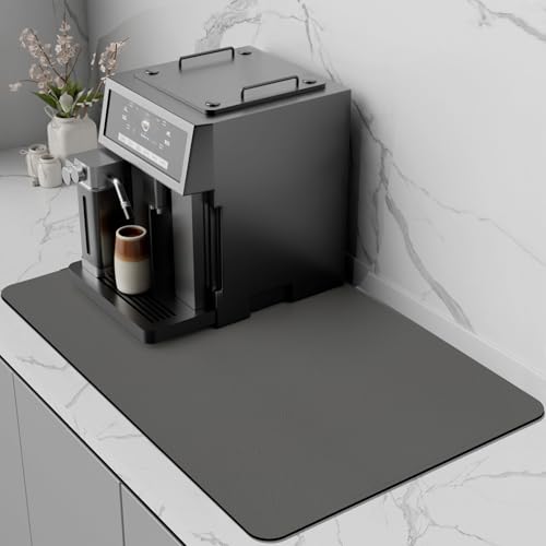Kaffeematte, Kaffeemaschine Unterlage,Kaffeemaschine Matte,Schnelltrocknend Trockenmatte für Küchenarbeitsplatten Saugfähige Abtropfmatte Kaffeemaschine Abtropfmatte Geschirr (Dunkelgrau, 44 x 71 cm) von SARTNP