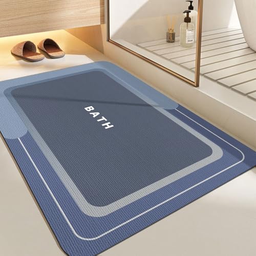 SARTNP Badematte Rutschfester, 40x60cm, Absorbierender Badezimmerteppich, Schnelltrocknende Badematte, Badvorleger rutschfest Waschbar (Blau, 60 x 90 cm) von SARTNP