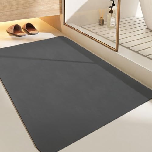 SARTNP Badematte Rutschfester Absorbierender Badezimmerteppich, Schnelltrocknende Badematte, Badvorleger rutschfest Waschbar (Dunkelgrau(Rechteckig), 60 x 90 cm (Rechteckig)) von SARTNP