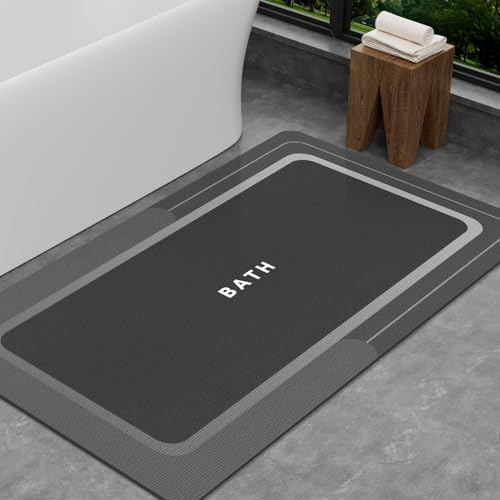 SARTNP Badematte Rutschfester Absorbierender Badezimmerteppich, Schnelltrocknende Badematte, Badvorleger rutschfest Waschbar (Dunkelgrau, 60 x 120 cm) von SARTNP