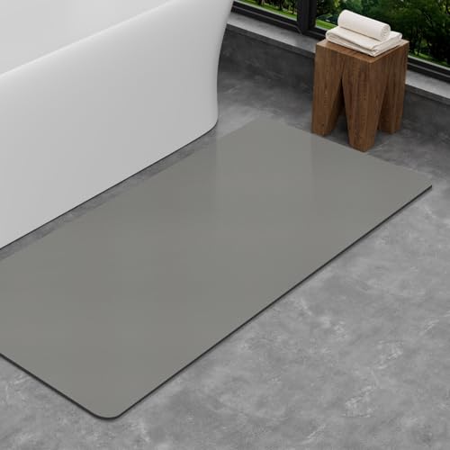 SARTNP Badematte Rutschfester Absorbierender Badezimmerteppich, Schnelltrocknende Badematte, Badvorleger rutschfest Waschbar (Hellgrau(Rechteckig), 43 x 80 cm) von SARTNP