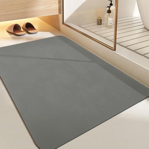 SARTNP Badematte Rutschfester Absorbierender Badezimmerteppich, Schnelltrocknende Badematte, Badvorleger rutschfest Waschbar (Hellgrau(Rechteckig), 50 x 80 cm (Rechteckig)) von SARTNP
