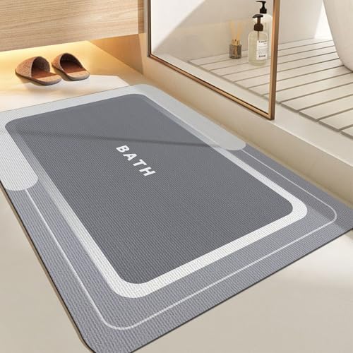 SARTNP Badematte Rutschfester Absorbierender Badezimmerteppich, Schnelltrocknende Badematte, Badvorleger rutschfest Waschbar (Hellgrau, 40 x 60 cm (Rechteckig)) von SARTNP