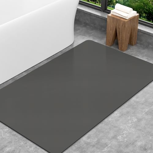 SARTNP Badematte Rutschfester Super Absorbierende Badezimmerteppich: dünn Waschbar schnelltrocknende Badvorleger Duschvorleger für Dusche, Badewannen und Badezimmer (Dunkelgrau, 60 x 150 cm) von SARTNP