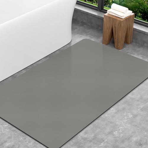 SARTNP Badematte Rutschfester Super Absorbierende Badezimmerteppich: dünn Waschbar schnelltrocknende Badvorleger Duschvorleger für Dusche, Badewannen und Badezimmer (Hellgrau, 60 x 120 cm) von SARTNP