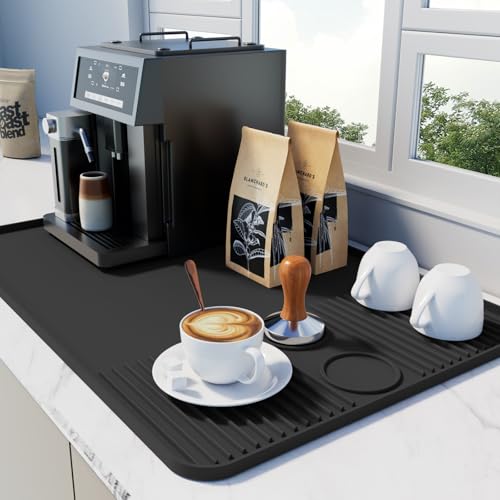 SARTNP Coffee Mat Kaffeemaschine Unterlage Silikon-Kaffeematte, 60x40cm, Silikonmatte Kaffeemaschine, Kaffeemaschine Pad, Feuerfeste Unterlage, Unterlage Kaffeevollautomat von SARTNP