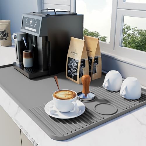 SARTNP Coffee Mat Kaffeemaschine Unterlage Silikon-Kaffeematte, 60x40cm, Silikonmatte Kaffeemaschine, Kaffeemaschine Pad, Feuerfeste Unterlage, Unterlage Kaffeevollautomat von SARTNP