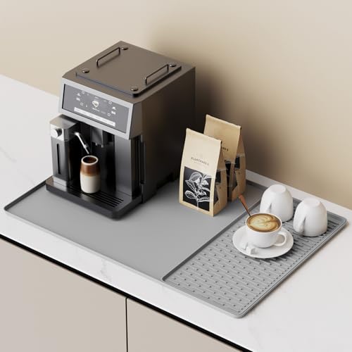 SARTNP Silicone Coffee Mat Kaffeemaschine Unterlage Silikon-Kaffeematte, 60x40 cm, mit abnehmbarer Trocknungsmatte für Küchenarbeitsplatten. Passt unter Kaffeemaschinen, Espressomaschinen von SARTNP
