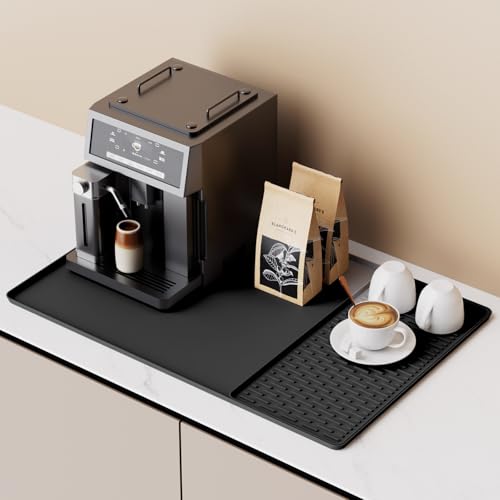 SARTNP Silicone Coffee Mat Kaffeemaschine Unterlage Silikon-Kaffeematte, 60x40cm, Silikonmatte Kaffeemaschine, Kaffeemaschine Pad, Feuerfeste Unterlage, Unterlage Kaffeevollautomat von SARTNP