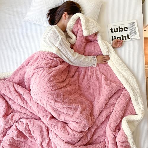 Thickened Imitation Cashmere Throw Blanket, Sherpa Soft Cozy Blankets and Throws Washable (Pink,70 * 100cm) von SARUEL