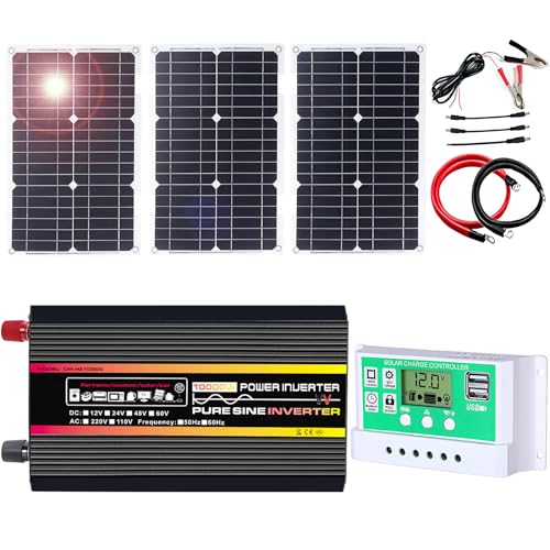 10000 Watt Off-Grid Solar Set mit reinem Sinuswandler und 50 A PWM-Controller für Wohnmobil, Boot und Camping(75W) von SASAS