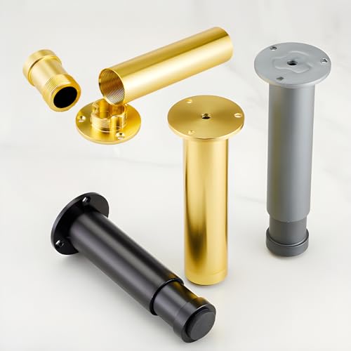 4-teilige verstellbare Möbelbeine aus Aluminiumlegierung – runde Sofa- und Schrankfüße for Tische und Bänke – 3 Farben erhältlich(Black,10cm/3.94inch) von SASAS