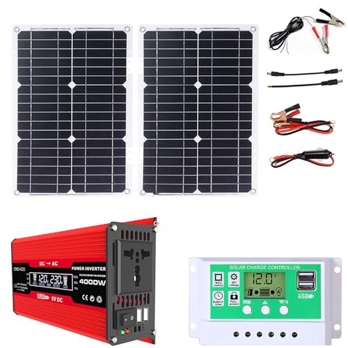 SASAS 4000-W-Solarmodul-Set für Wohnmobile, Boote, Häuser und Campingplätze mit wasserdichtem 50-W-Panel und 50-A-Controller, Rot von SASAS
