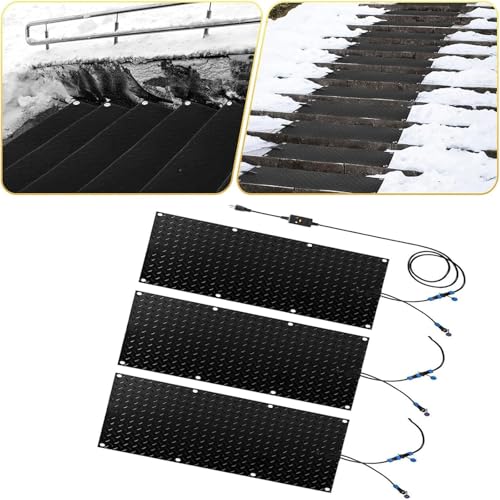 SASAS Schneeschmelzmatte for Außentreppen und Gehwege – 2 Zoll/h Schmelzgeschwindigkeit, wasserdichtes Gummi, Anti-Rutsch-Vorrichtung, 360 W Leistung(25.4x76.2cmx3Pcs) von SASAS