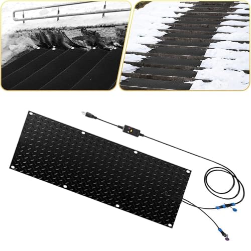 SASAS Schneeschmelzmatte for Außentreppen und Gehwege – 2 Zoll/h Schmelzgeschwindigkeit, wasserdichtes Gummi, Anti-Rutsch-Vorrichtung, 360 W Leistung(25.4x90cmx1Pcs) von SASAS