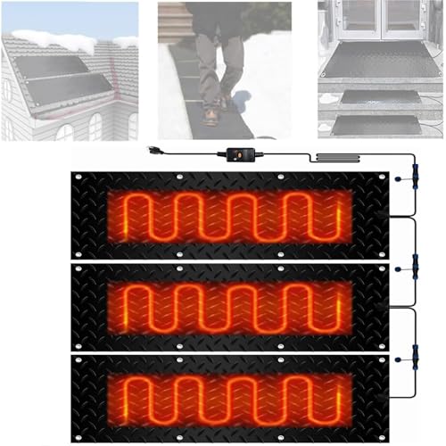 SASAS Schneeschmelzmatten for Außentreppen – Anti-Rutsch-Eisschmelzmatten for Gehwege im Winter – Effiziente Lösung zur Schneeräumung(25.4x120cmx3Pcs) von SASAS