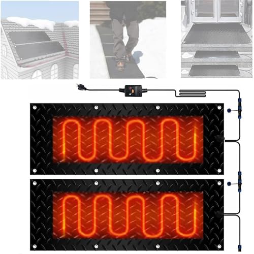 SASAS Schneeschmelzmatten for Außentreppen – Anti-Rutsch-Eisschmelzmatten for Gehwege im Winter – Effiziente Lösung zur Schneeräumung(25.4x90cmx2Pcs) von SASAS