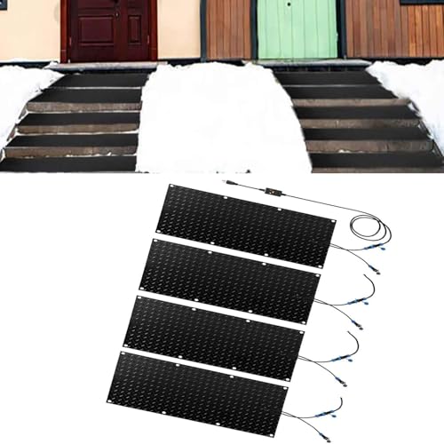 SASAS Schneeschmelzmatten for Treppen – rutschfeste Gummimatte mit Netzkabel – schnelle Schneeschmelzgeschwindigkeit von 2 Zoll/h for den Winter(25.4x76.2cmx4Pcs) von SASAS