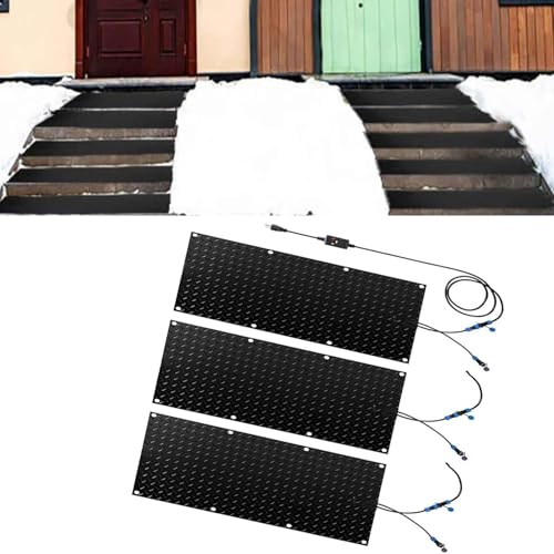 SASAS Schneeschmelzmatten for Treppen – rutschfeste Gummimatte mit Netzkabel – schnelle Schneeschmelzgeschwindigkeit von 2 Zoll/h for den Winter(40x120cmx3Pcs) von SASAS