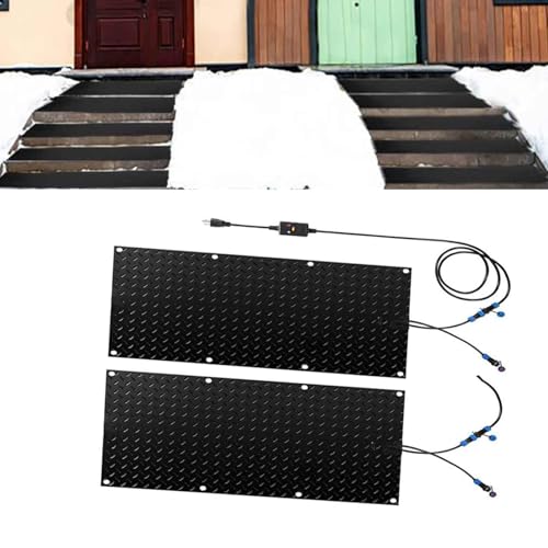 SASAS Schneeschmelzmatten for Treppen – rutschfeste Gummimatte mit Netzkabel – schnelle Schneeschmelzgeschwindigkeit von 2 Zoll/h for den Winter(40x80cmx2Pcs) von SASAS