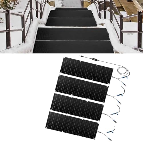 SASAS Schneeschmelzmatten for den Außenbereich mit Netzkabel – rutschfeste Gummipads for Treppen, Gehwege, Einfahrten und Türen(25.4x76.2cmx4Pcs) von SASAS