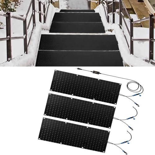 SASAS Schneeschmelzmatten for den Außenbereich mit Netzkabel – rutschfeste Gummipads for Treppen, Gehwege, Einfahrten und Türen(30x90cmx3Pcs) von SASAS