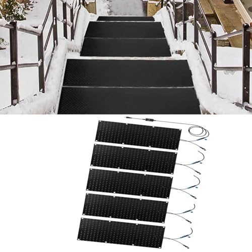 SASAS Schneeschmelzmatten for den Außenbereich mit Netzkabel – rutschfeste Gummipads for Treppen, Gehwege, Einfahrten und Türen(40x80cmx5Pcs) von SASAS
