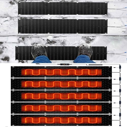 SASAS Schneeschmelzmatten for den Außenbereich – rutschfeste Winter-Schneeräummatte for Treppen, Türen, Gehwege und Einfahrten(30x60cmx5Pcs) von SASAS