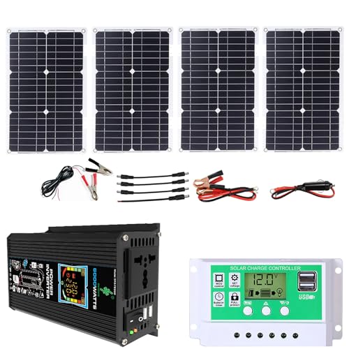 SASAS Solarenergie-Set, 6000 W, mit wasserdichtem Panel, faltbar, 100 W und 50 A Controller, für Wohnmobile, Boote und Notfälle (schwarz) von SASAS