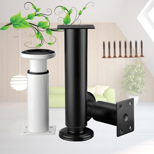 SASAS Verstellbare Möbelbeine aus Metall – höhenverstellbare Tischbeine for Bett, Schreibtisch, Couchtisch, Tisch – mit Gummischutz (8–25 cm)(Black,18cm/7.09inch) von SASAS