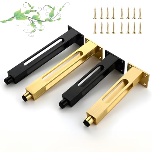 SASAS Verstellbare Möbelbeine aus massiver Aluminiumlegierung - 4-teilige Metallfüße for Esstische, Schreibtische und Schränke - 7,87/9,84/11,8 Zoll(Gold,20cm/7.87inch) von SASAS