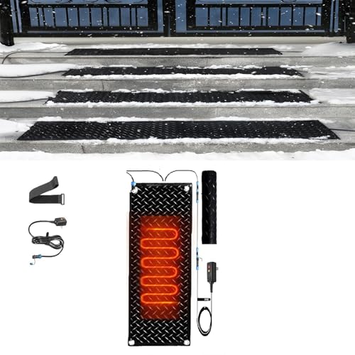 SASAS rutschfeste Schneeschmelzmatte for Einfahrten und Treppen im Freien – 360 W Gummi-Eisschmelzpad mit Netzkabel for den Winter(25.4x76.2cmx1Pcs) von SASAS